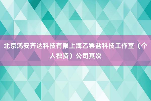 北京鸿安齐达科技有限上海乙罢盐科技工作室（个人独资）公司其次